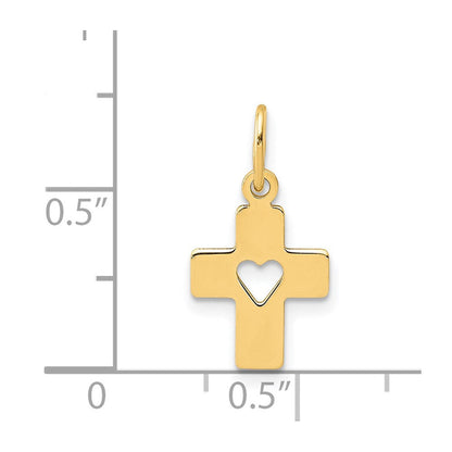 14K Gelbgold 14K Poliert Kreuz mit Herz Anhänger