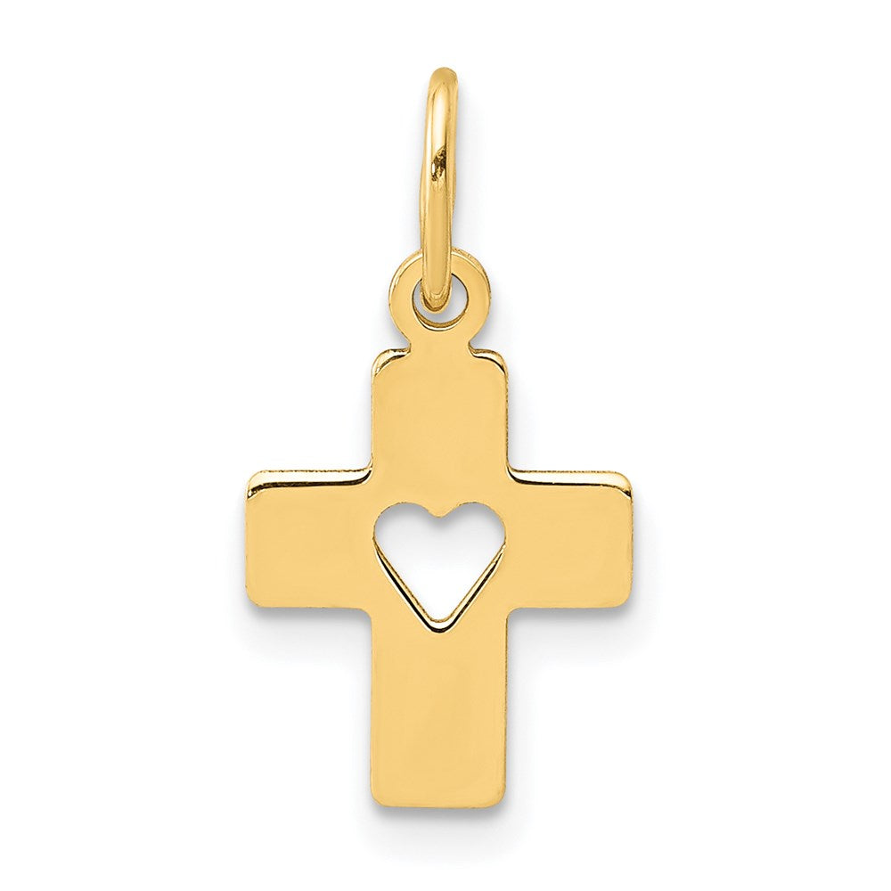 14K Gelbgold 14K Poliert Kreuz mit Herz Anhänger