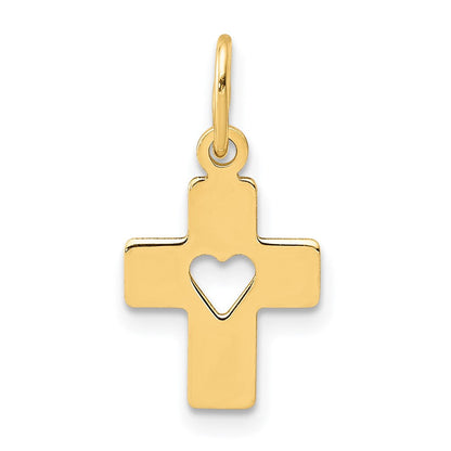 14K Gelbgold 14K Poliert Kreuz mit Herz Anhänger