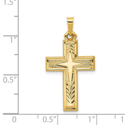 14K Gelbgold 14K Gebürstet und Poliert Lateinisch Kreuz Anhänger