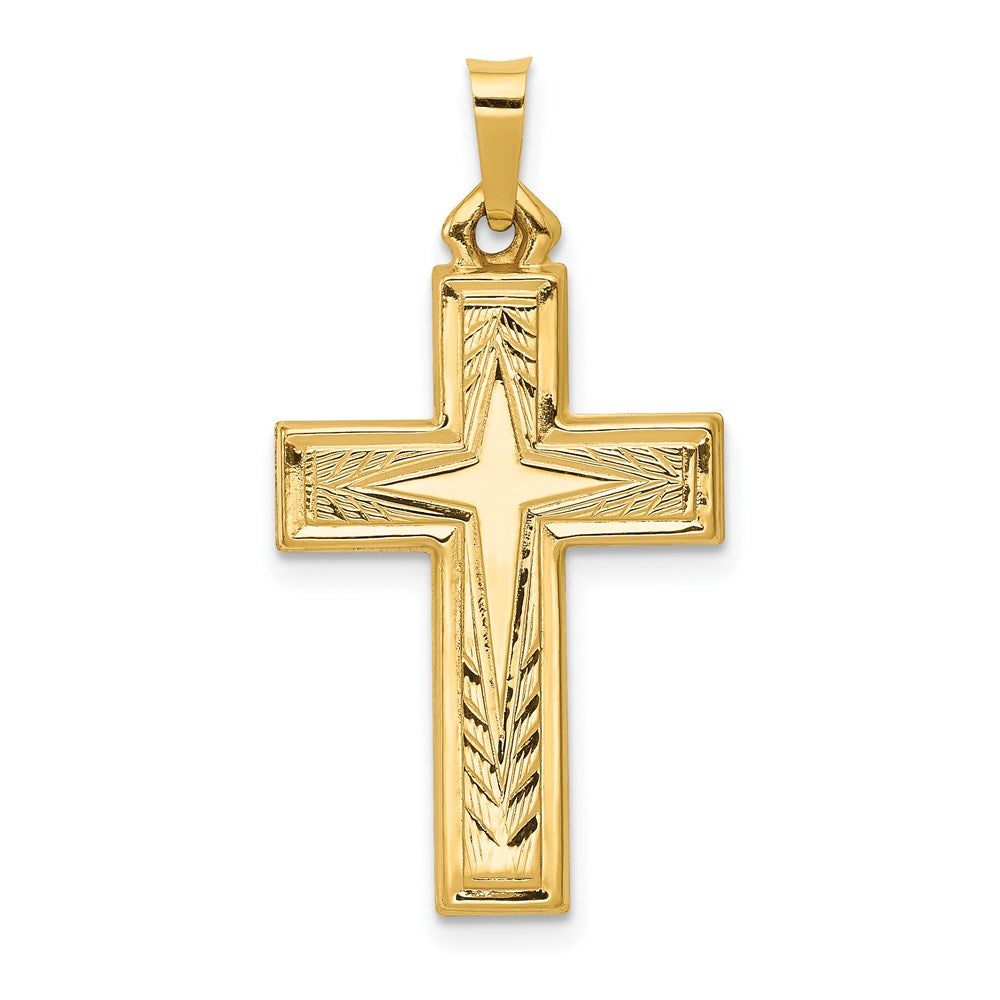 14K Gelbgold 14K Gebürstet und Poliert Lateinisch Kreuz Anhänger