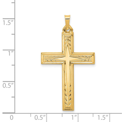 14K Gelbgold 14K Gebürstet und Poliert Lateinisch Kreuz Anhänger