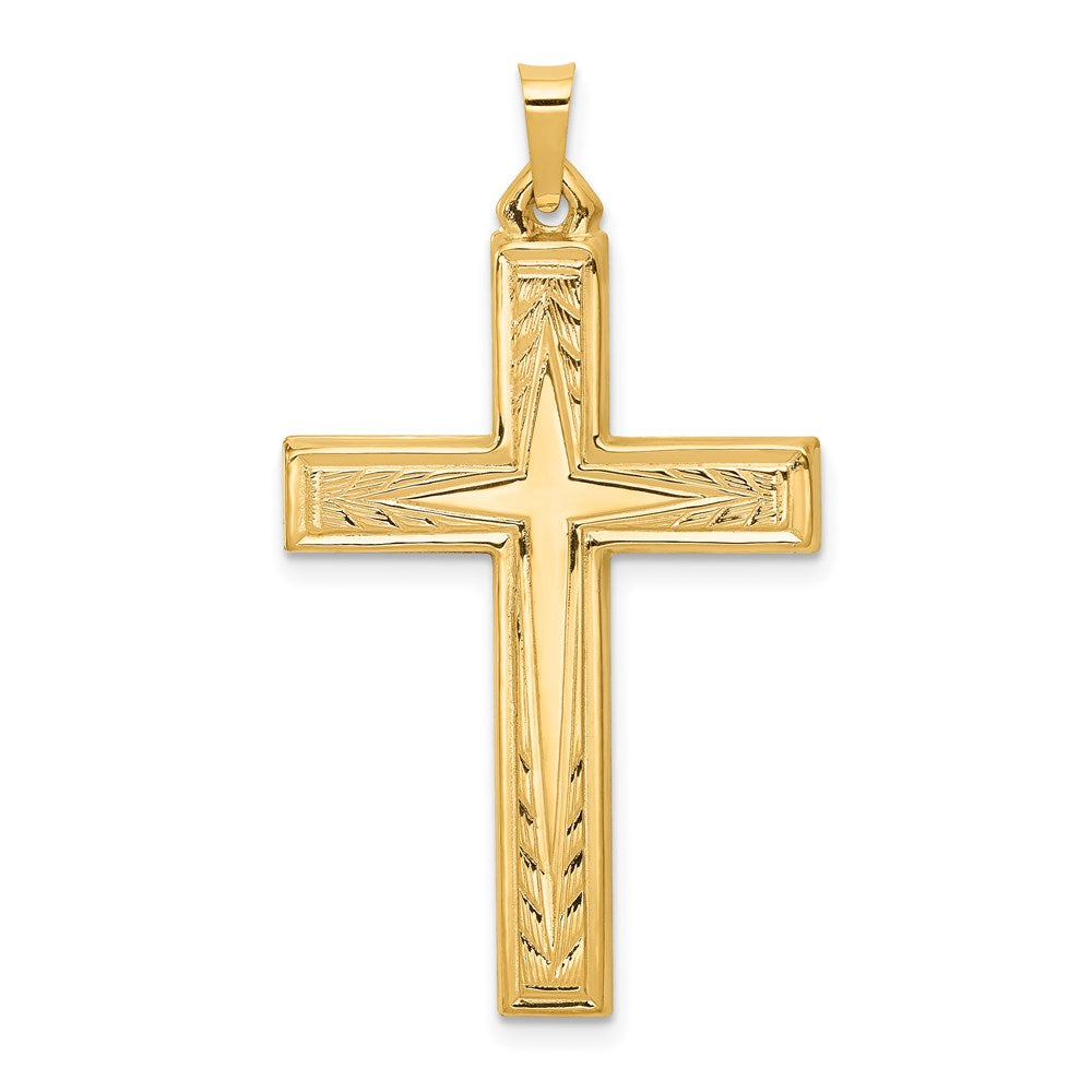 14K Gelbgold 14K Gebürstet und Poliert Lateinisch Kreuz Anhänger