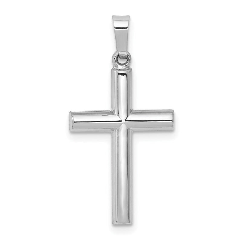 14K Weißgold 14K Weißgold Gebürstet und Poliert Hohl Lateinisch Kreuz Anhänger
