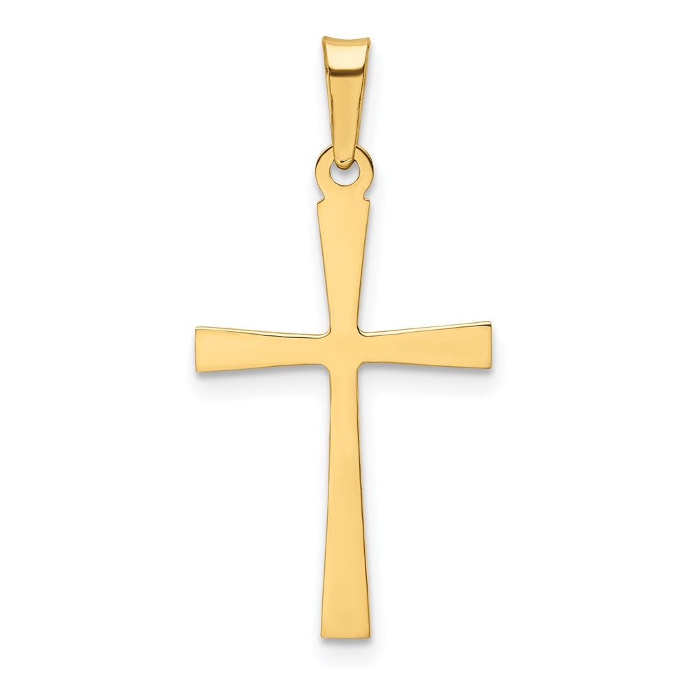 14K Gelbgold 14K Strukturiert und Poliert Lateinisch Kreuz Anhänger