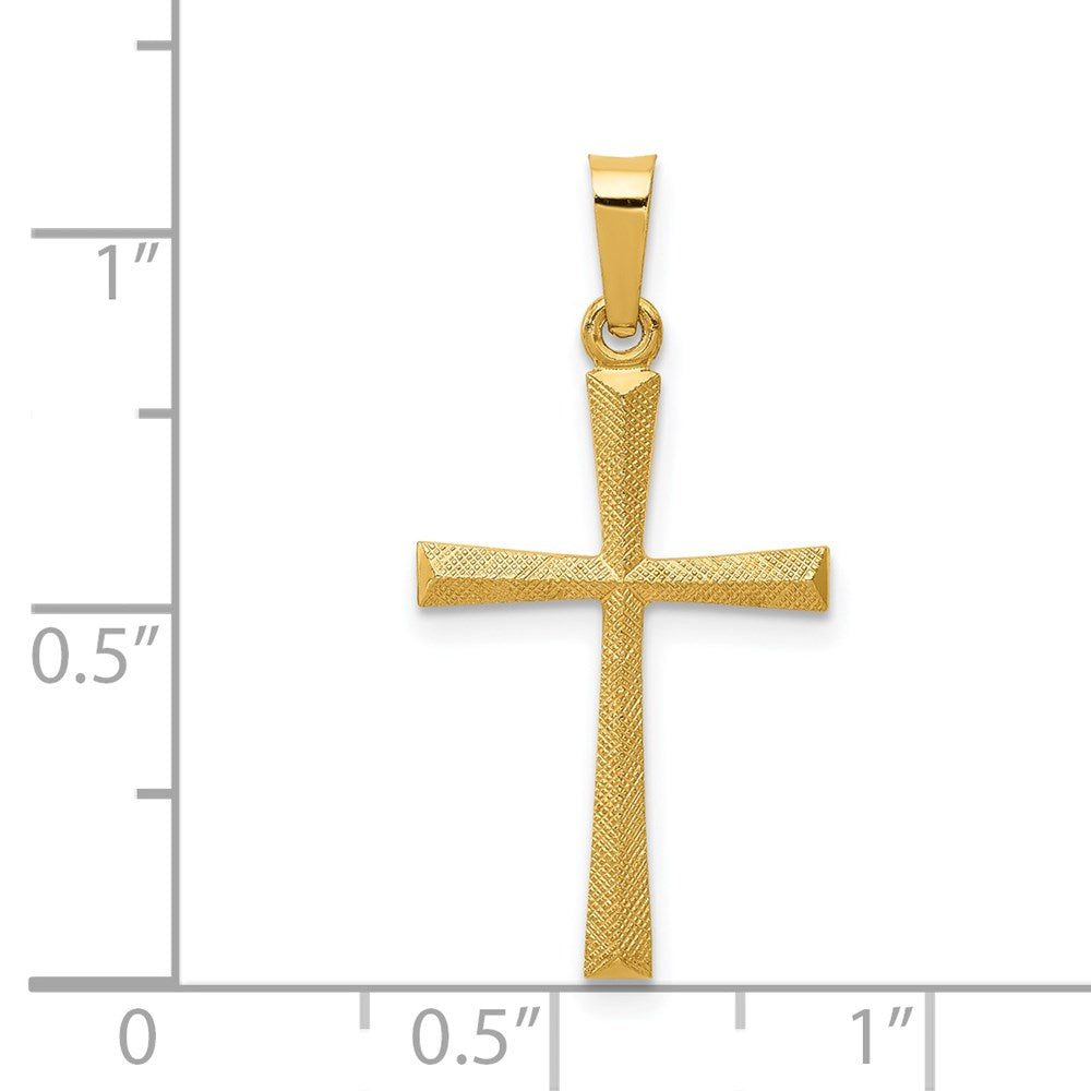 14K Gelbgold 14K Strukturiert und Poliert Lateinisch Kreuz Anhänger