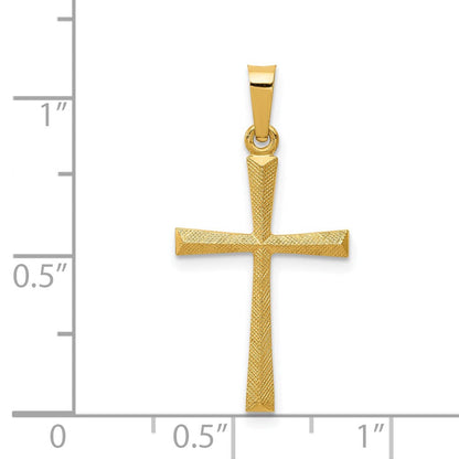 14K Gelbgold 14K Strukturiert und Poliert Lateinisch Kreuz Anhänger