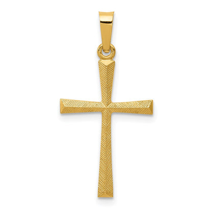 14K Gelbgold 14K Strukturiert und Poliert Lateinisch Kreuz Anhänger