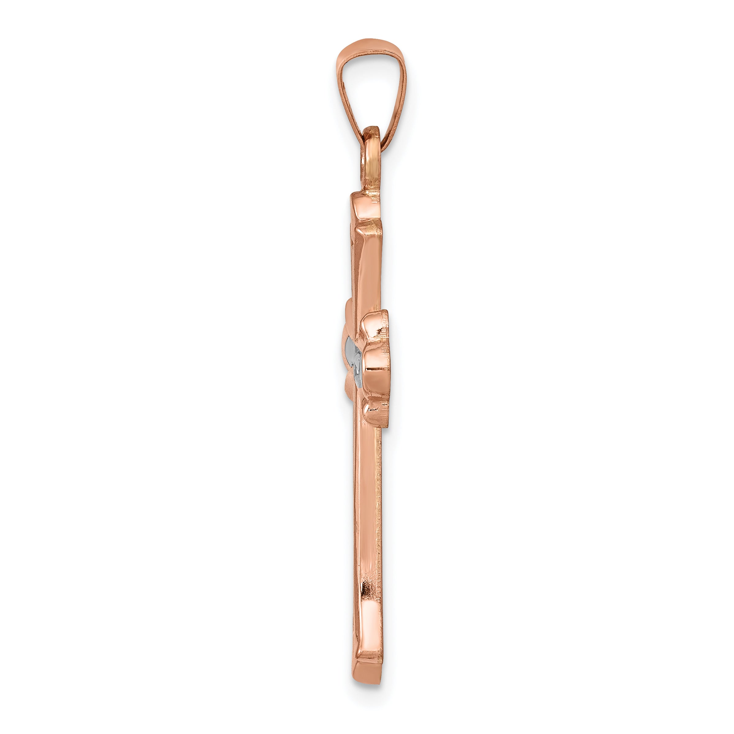 14K Roségold 14K Roségold mit Weiß Rhodium Kreuz Anhänger