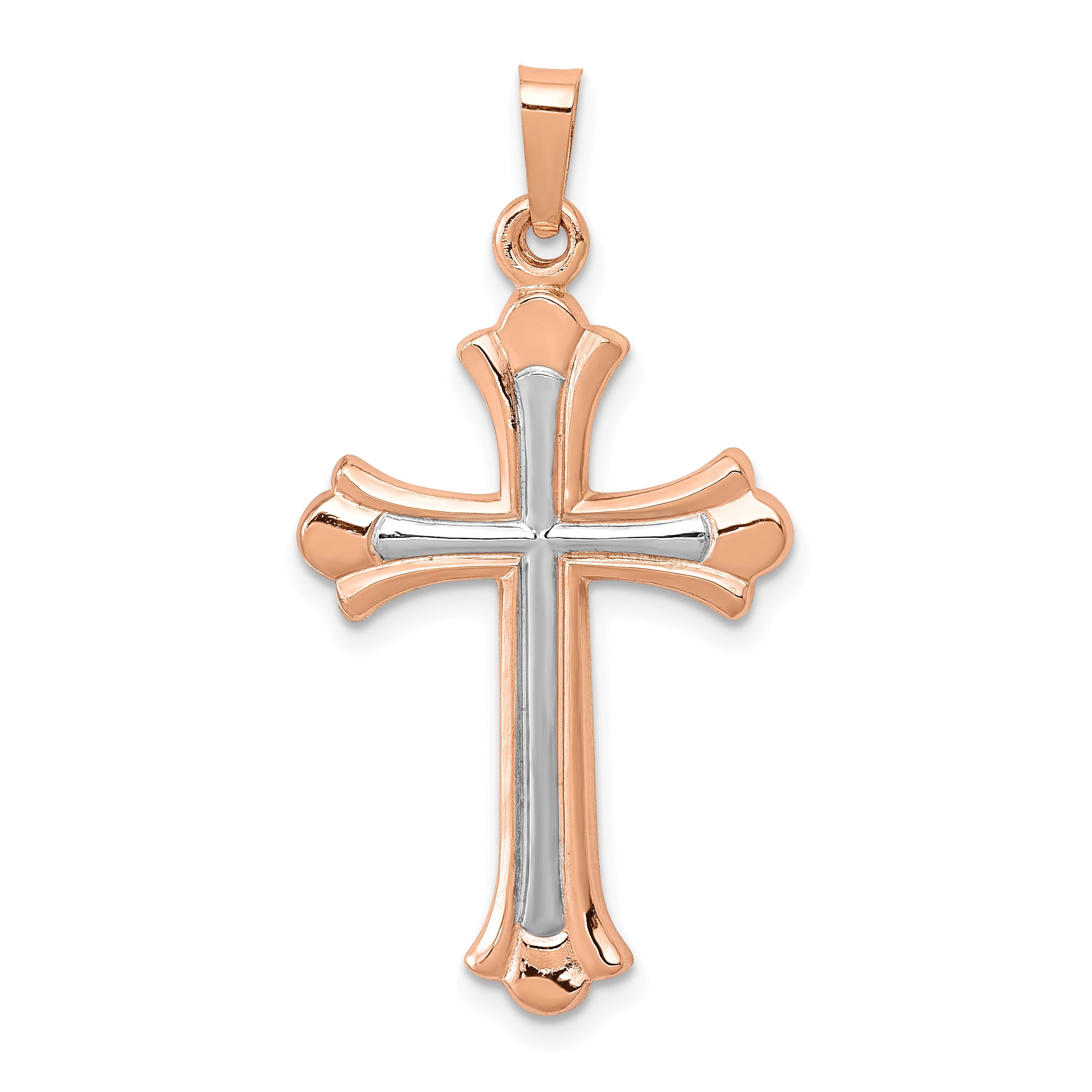 14K Roségold 14K Roségold mit Weiß Rhodium Kreuz Anhänger