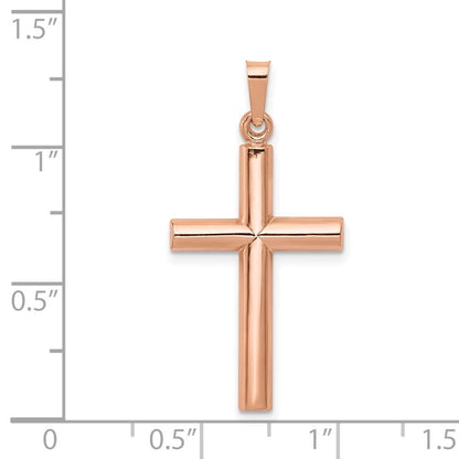 14K Roségold 14K Roségold Gebürstet und Poliert Hohl Kreuz Anhänger