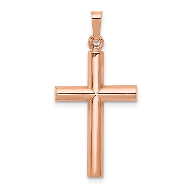14K Roségold 14K Roségold Gebürstet und Poliert Hohl Kreuz Anhänger