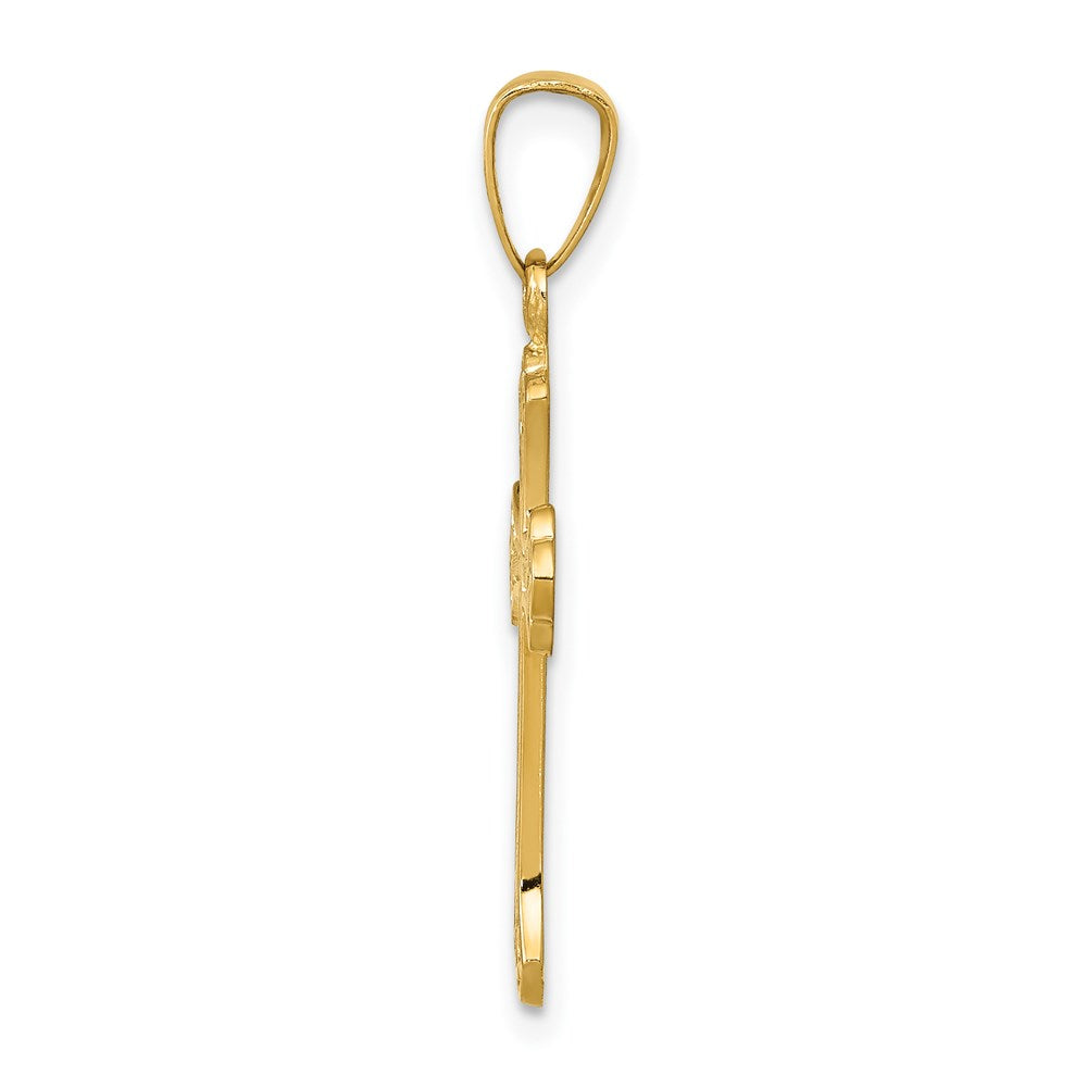 14K Gelbgold 14K Poliert Fleur De Lis Kreuz Anhänger