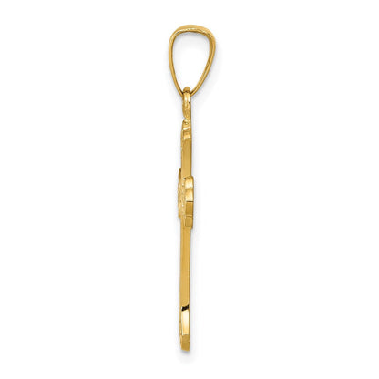 14K Gelbgold 14K Poliert Fleur De Lis Kreuz Anhänger
