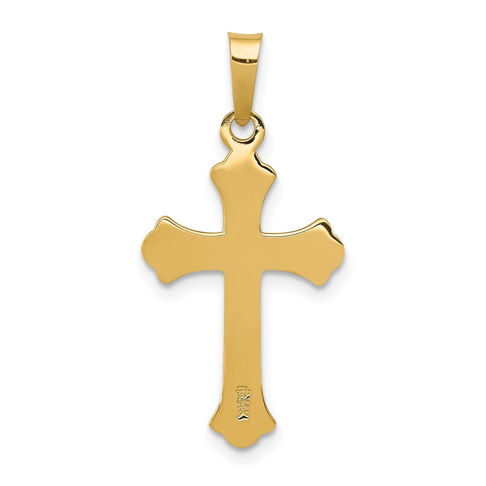 14K Gelbgold 14K Poliert Fleur De Lis Kreuz Anhänger