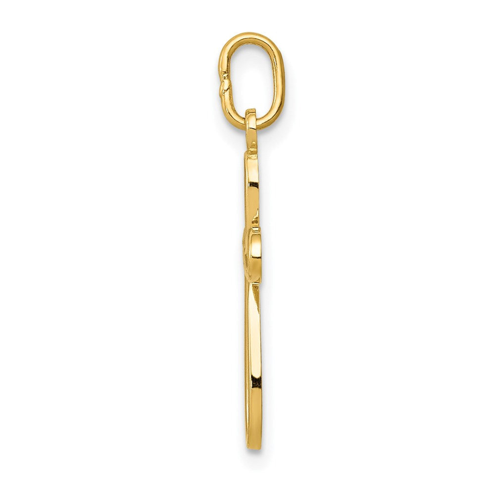 14K Gelbgold 14K Gold Poliert Klein Schleife Kreuz Anhänger