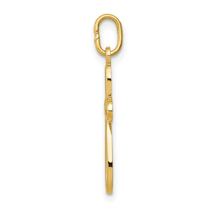 14K Gelbgold 14K Gold Poliert Klein Schleife Kreuz Anhänger