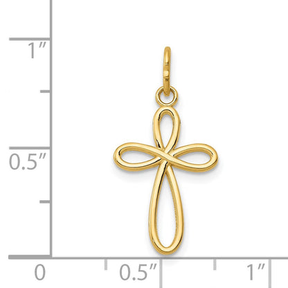 14K Gelbgold 14K Gold Poliert Klein Schleife Kreuz Anhänger