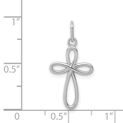 14K Weißgold 14K Weißgold Poliert Klein Schleife Kreuz Anhänger