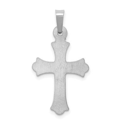 14K Weißgold 14K Weißgold Strukturiert und Poliert Fleur De Lis Kreuz Anhänger