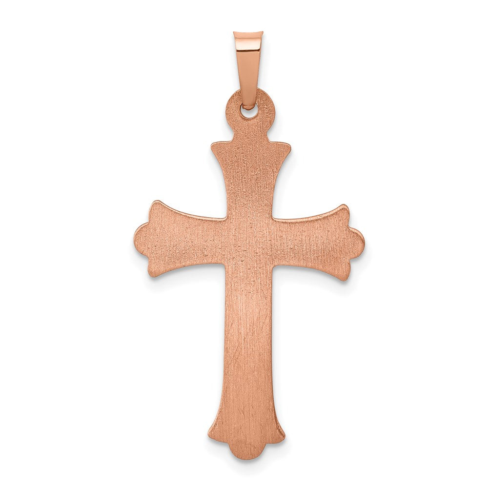 14K Roségold 14K Roségold Gebürstet und Poliert Knospend Kreuz Anhänger