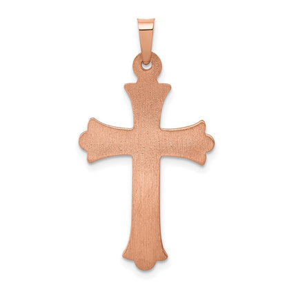 14K Roségold 14K Roségold Gebürstet und Poliert Knospend Kreuz Anhänger