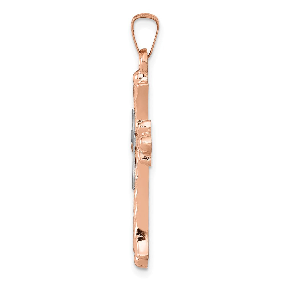 14K Bicolor 14K Bicolor Knospend Kreuz Anhänger