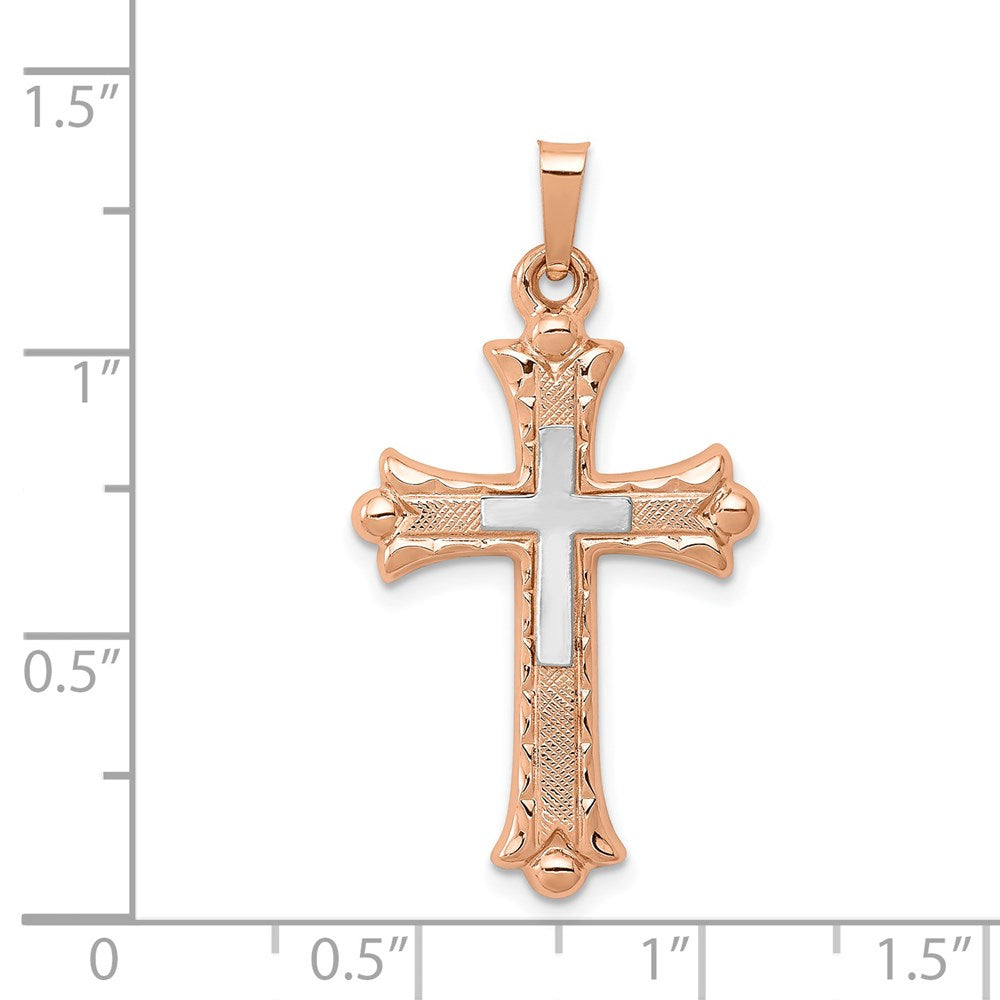14K Bicolor 14K Bicolor Knospend Kreuz Anhänger