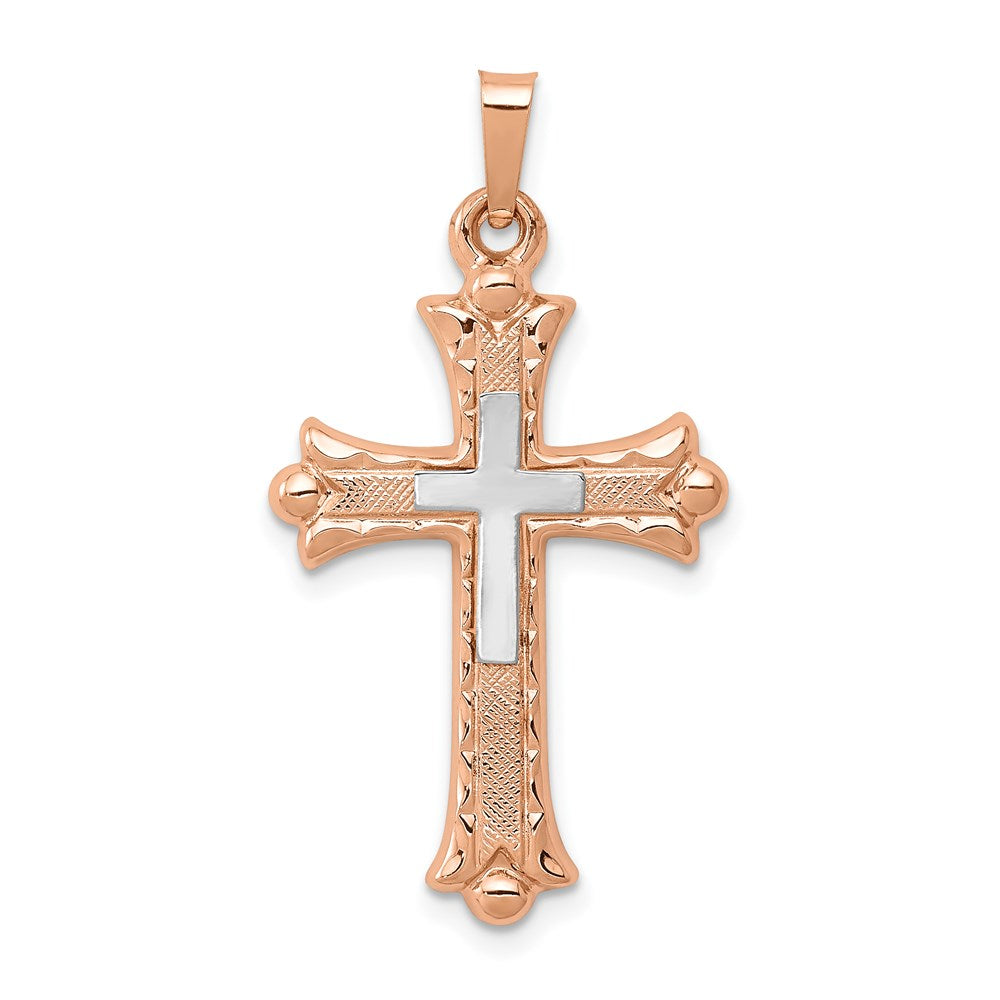 14K Bicolor 14K Bicolor Knospend Kreuz Anhänger