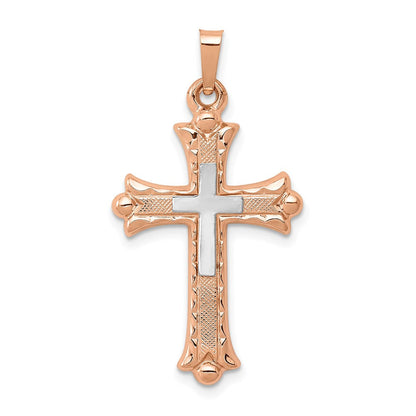 14K Bicolor 14K Bicolor Knospend Kreuz Anhänger