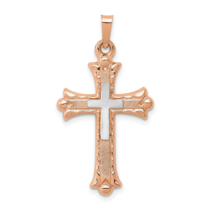 14K Bicolor 14K Bicolor Knospend Kreuz Anhänger