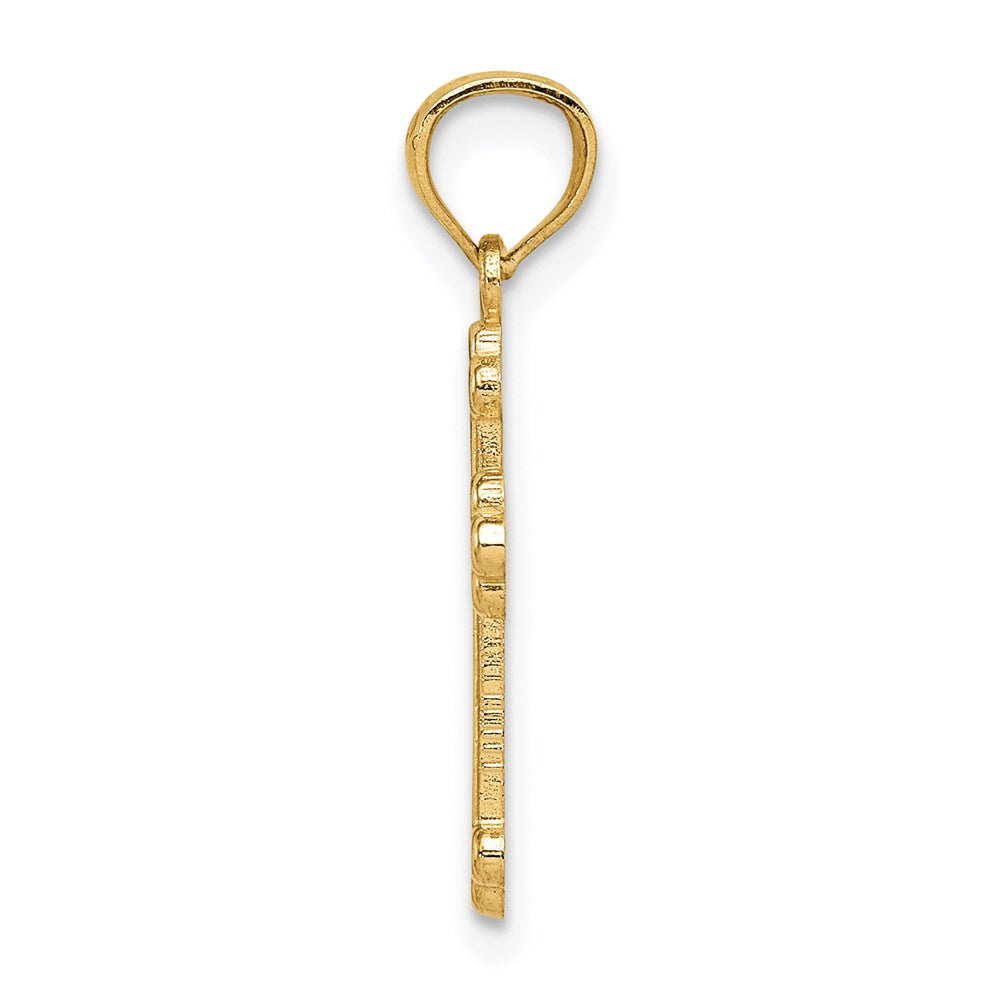 14K Gelbgold 14K Gold Poliert Klein Knospend Kreuz