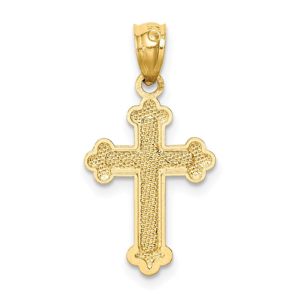 14K Gelbgold 14K Gold Poliert Klein Knospend Kreuz