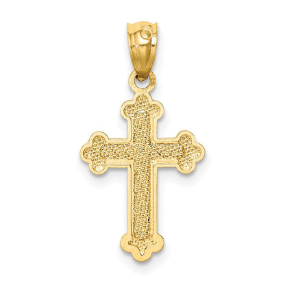 14K Gelbgold 14K Gold Poliert Klein Knospend Kreuz