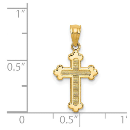 14K Gelbgold 14K Gold Poliert Klein Knospend Kreuz