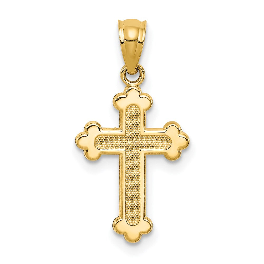 14K Gelbgold 14K Gold Poliert Klein Knospend Kreuz