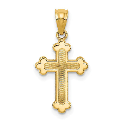 14K Gelbgold 14K Gold Poliert Klein Knospend Kreuz