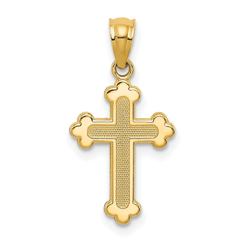 14K Gelbgold 14K Gold Poliert Klein Knospend Kreuz