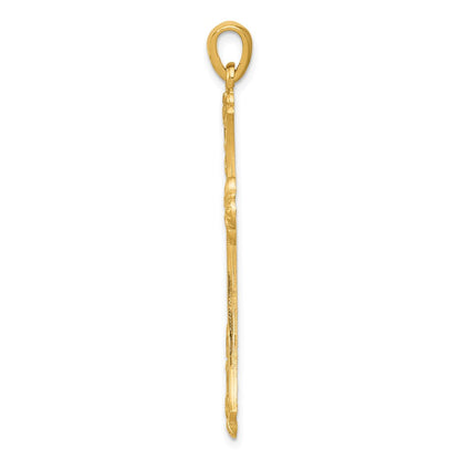 14K Gelbgold Fleur-de-Lis-Kreuz-Anhänger