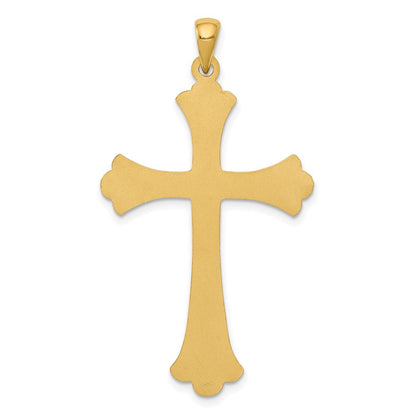 14K Gelbgold Fleur-de-Lis-Kreuz-Anhänger