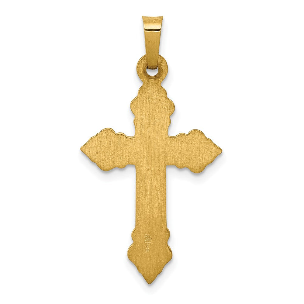 14K Gelbgold 14K Gebürstet und Poliert Knospend Kreuz Anhänger