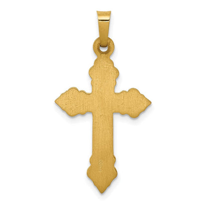 14K Gelbgold 14K Gebürstet und Poliert Knospend Kreuz Anhänger