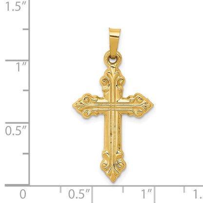 14K Gelbgold 14K Gebürstet und Poliert Knospend Kreuz Anhänger