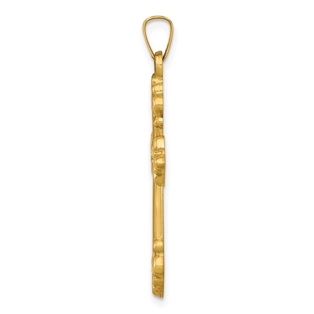14K Gelbgold Polierter Kleeblattkreuz-Anhänger