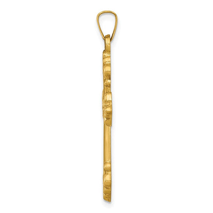 14K Gelbgold Polierter Kleeblattkreuz-Anhänger
