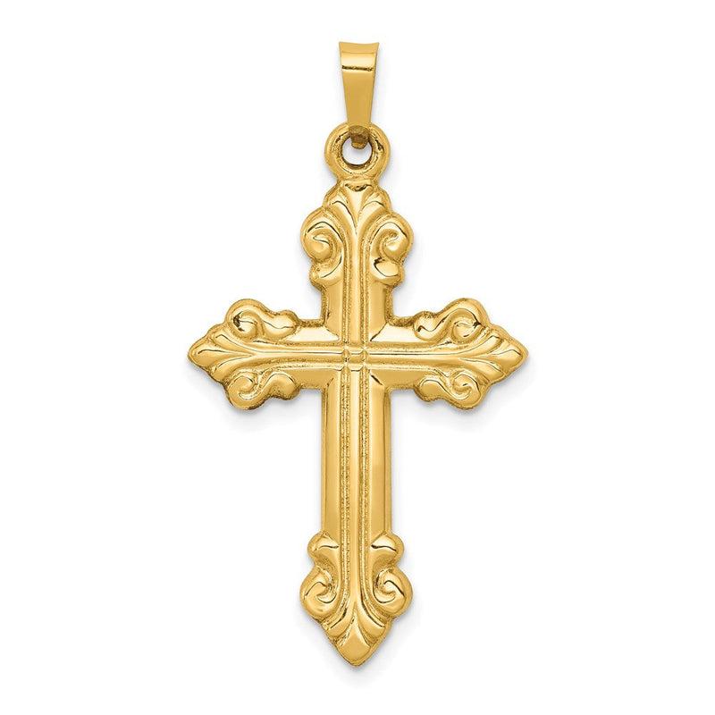 14K Gelbgold Polierter Kleeblattkreuz-Anhänger