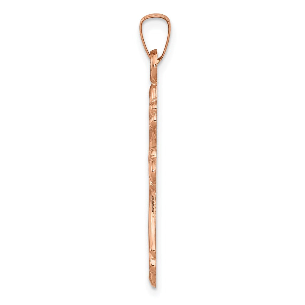 14K Roségold Polierter Fleur-de-Lis-Kreuz-Anhänger