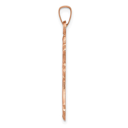 14K Roségold Polierter Fleur-de-Lis-Kreuz-Anhänger