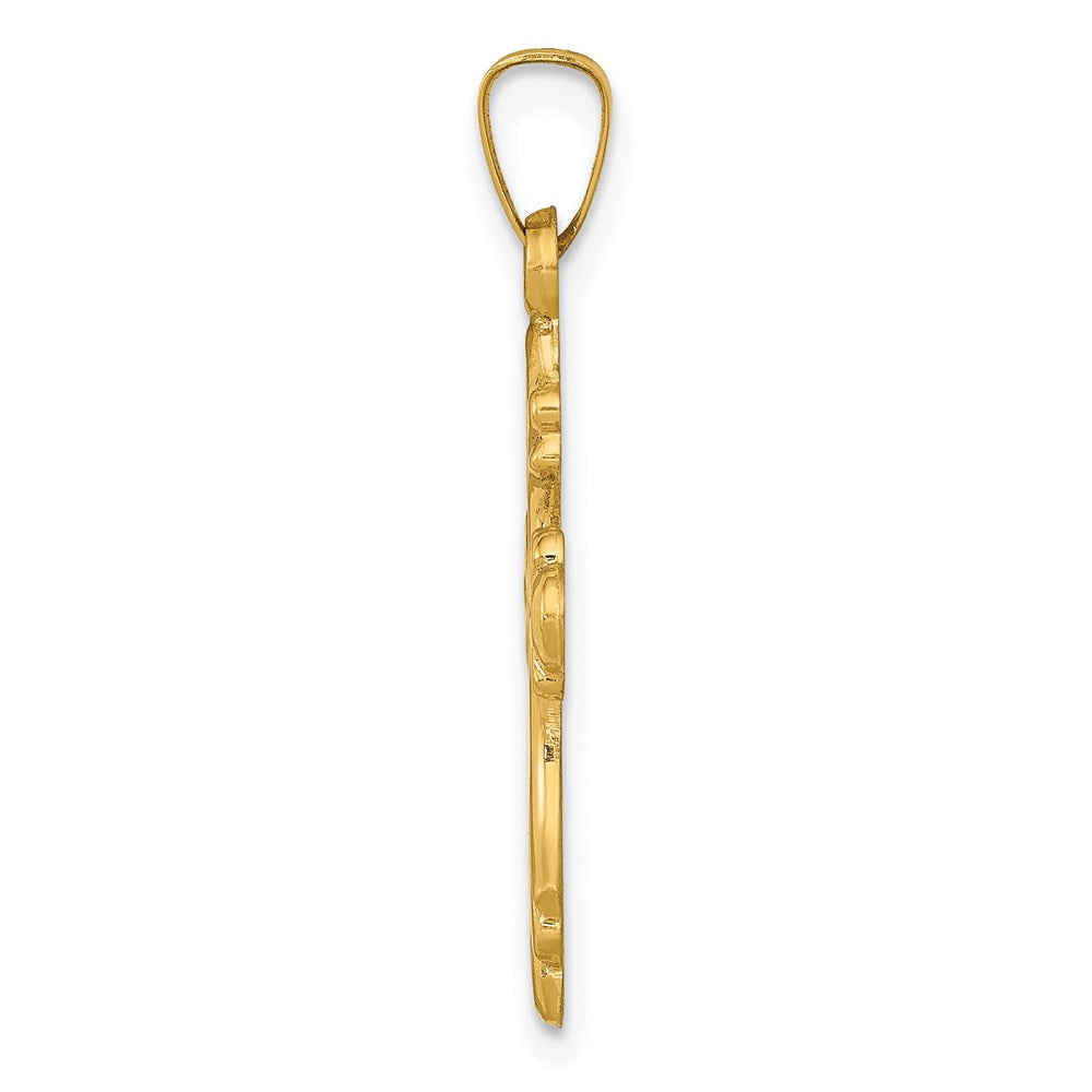 14K Gelbgold Polierter Fleur-de-Lis-Kreuz-Anhänger