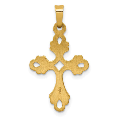 14K Gelbgold Polierter Fleur-de-Lis-Kreuz-Anhänger